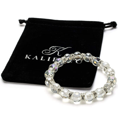 Kalifano Gorgeous Glass Jewelry Crystal Aurore Boreale Gorgeous Glass Bracelet with Cubic Zirconia Crystals BLUE-BGG-CAB