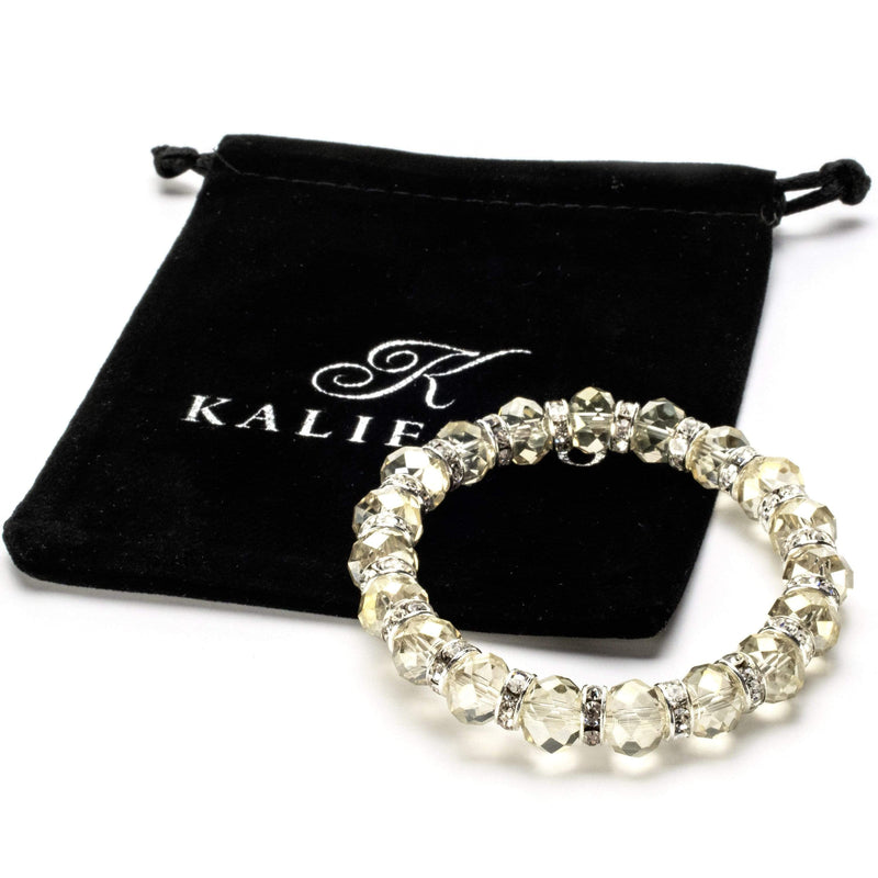Kalifano Gorgeous Glass Jewelry Crystal Silver Shadow Gorgeous Glass Bracelet with Cubic Zirconia Crystals BLUE-BGG-CSS