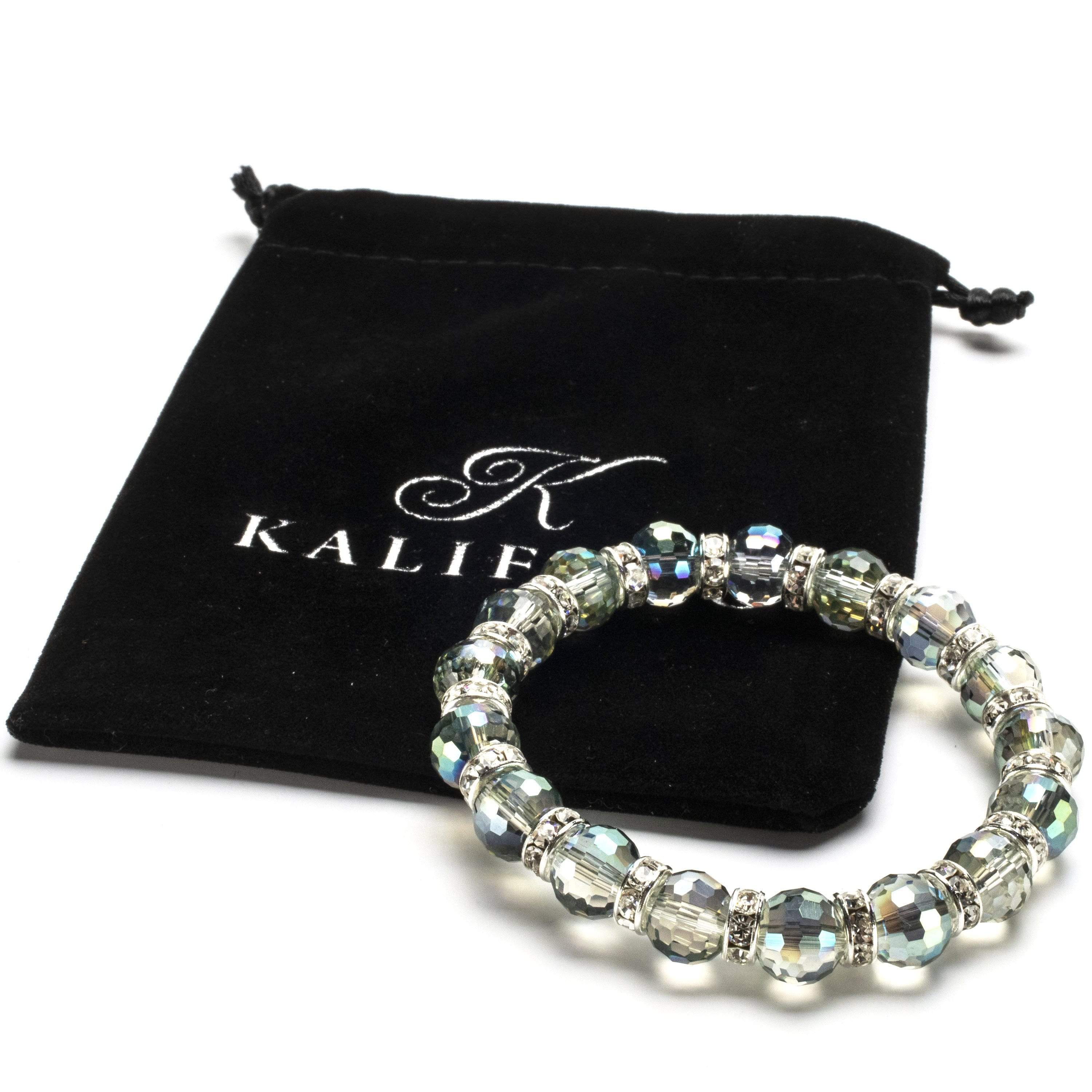 Kalifano Gorgeous Glass Jewelry Crystal Vitrail Medium Gorgeous Glass Bracelet with Cubic Zirconia Crystals BLUE-BGG-CVM