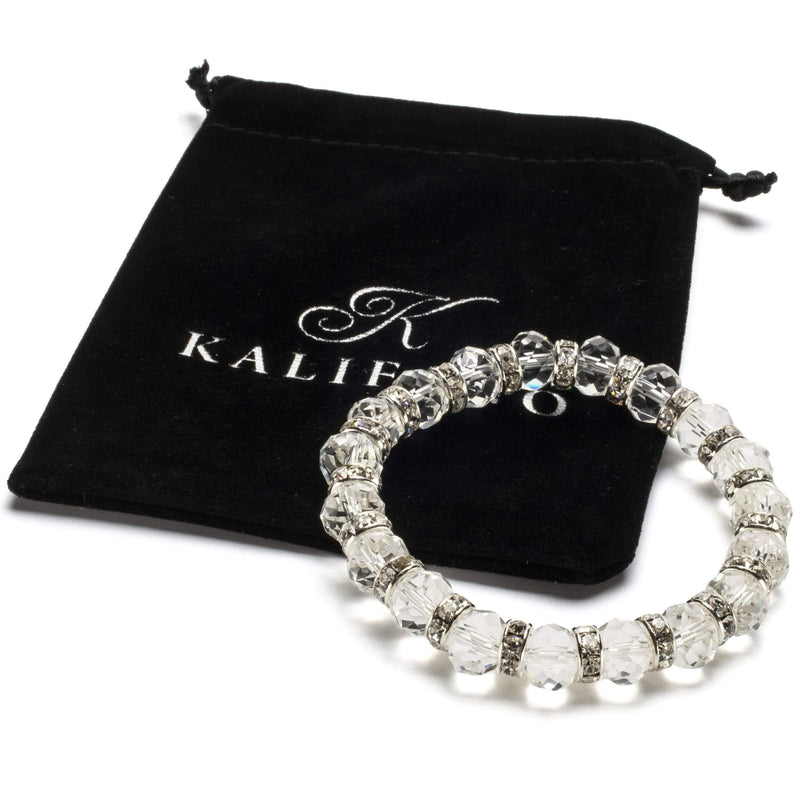 Kalifano Gorgeous Glass Jewelry Diamond Gorgeous Glass Bracelet with Cubic Zirconia Crystals BLUE-BGG-14