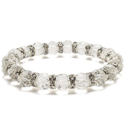 Kalifano Gorgeous Glass Jewelry Diamond Gorgeous Glass Bracelet with Cubic Zirconia Crystals BLUE-BGG-14