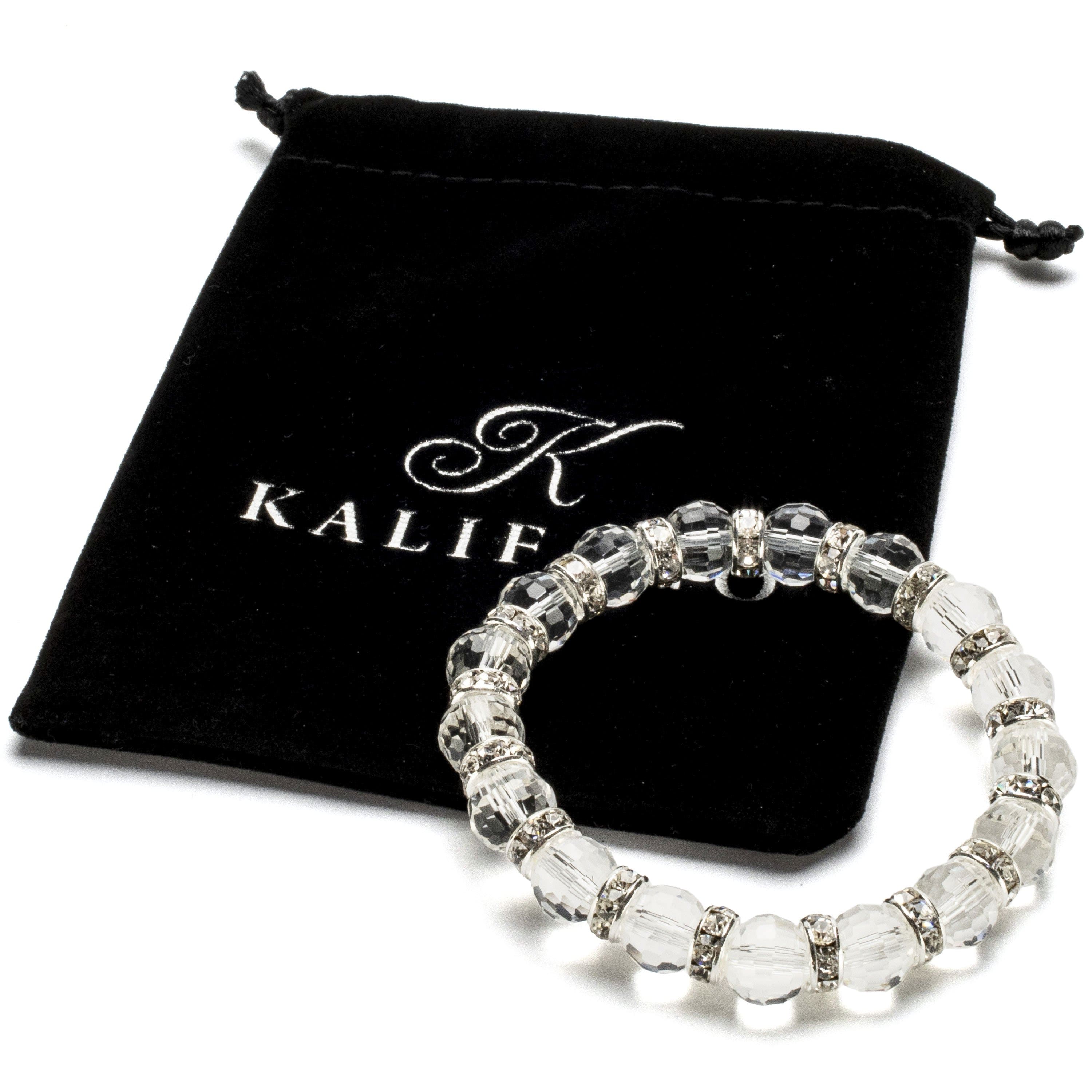 Kalifano Gorgeous Glass Jewelry Diamond Gorgeous Glass Bracelet with Cubic Zirconia Crystals BLUE-BGG-N14