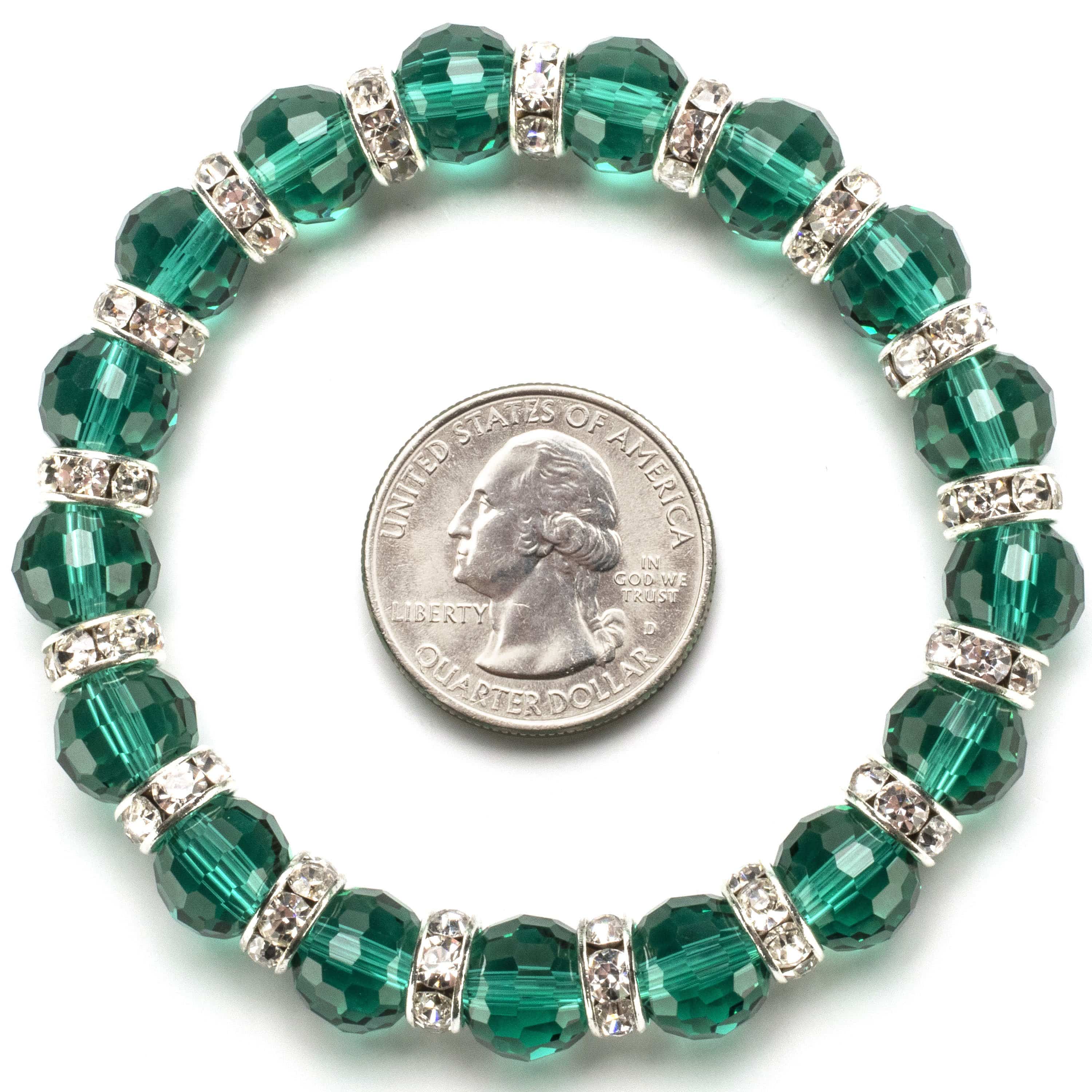 Kalifano Gorgeous Glass Jewelry Emerald Gorgeous Glass Bracelet with Cubic Zirconia Crystals BLUE-BGG-N25