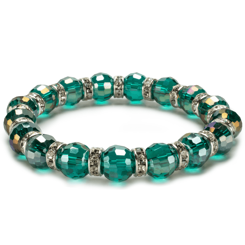Kalifano Gorgeous Glass Jewelry Erinte Gorgeous Glass Bracelet with Cubic Zirconia Crystals BLUE-BGG-E