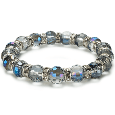 Kalifano Gorgeous Glass Jewelry Indian Sapphire Gorgeous Glass Bracelet with Cubic Zirconia Crystals BLUE-BGG-IS