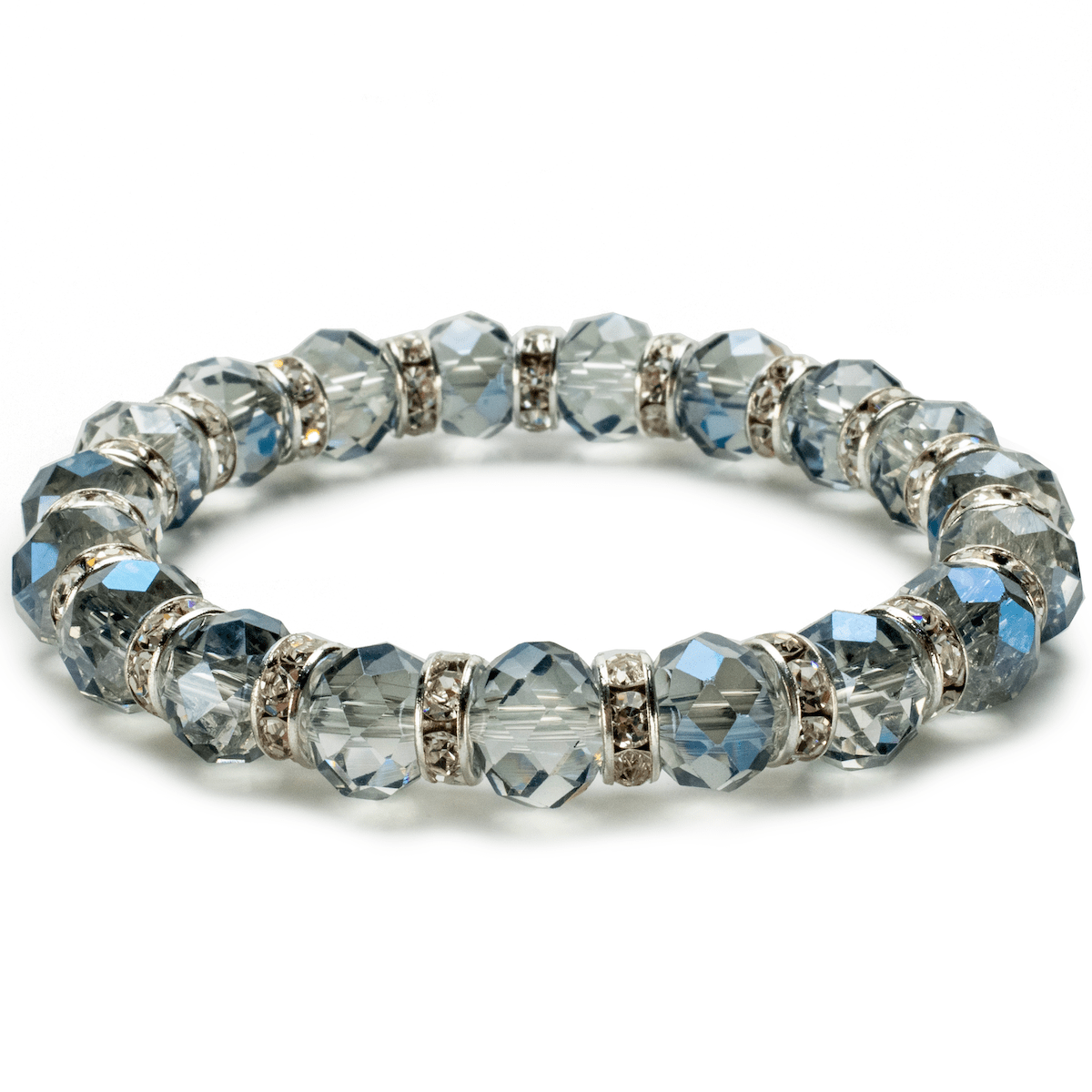 Kalifano Gorgeous Glass Jewelry Light Azore Gorgeous Glass Bracelet with Cubic Zirconia Crystals BLUE-BGG-LA