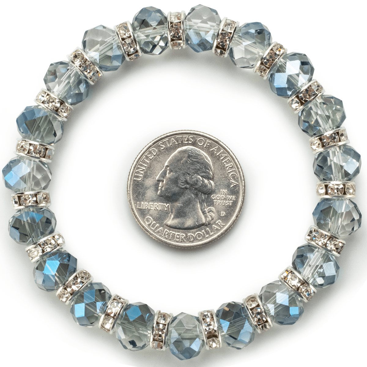 Kalifano Gorgeous Glass Jewelry Light Azore Gorgeous Glass Bracelet with Cubic Zirconia Crystals BLUE-BGG-LA