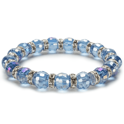 Kalifano Gorgeous Glass Jewelry Light Sapphire Gorgeous Glass Bracelet with Cubic Zirconia Crystals BLUE-BGG-LSH