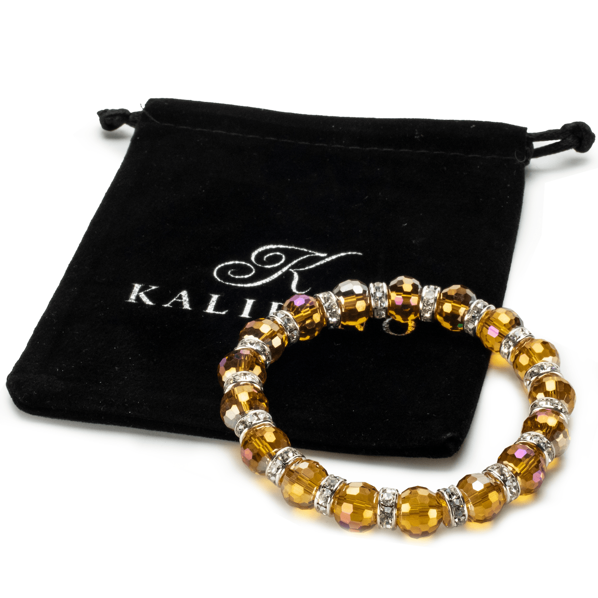 Kalifano Gorgeous Glass Jewelry Light Topaz Gorgeous Glass Bracelet with Cubic Zirconia Crystals BLUE-BGG-LT