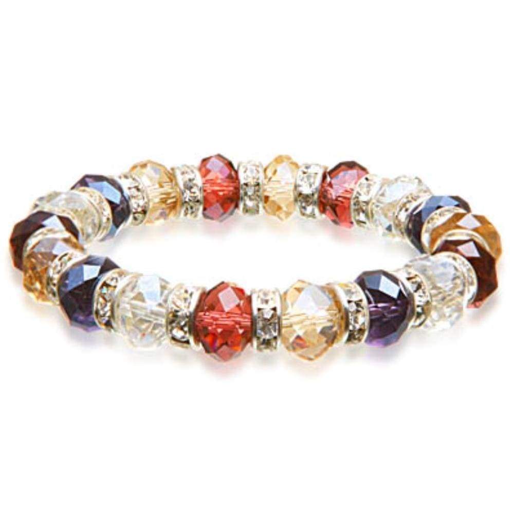 Kalifano Gorgeous Glass Jewelry Multi-Colored Gorgeous Glass Bracelet with Cubic Zirconia Crystals BLUE-BGG-07