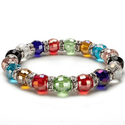 Kalifano Gorgeous Glass Jewelry Multicolored Gorgeous Glass Bracelet with Cubic Zirconia Crystals BLUE-BGG-MLT
