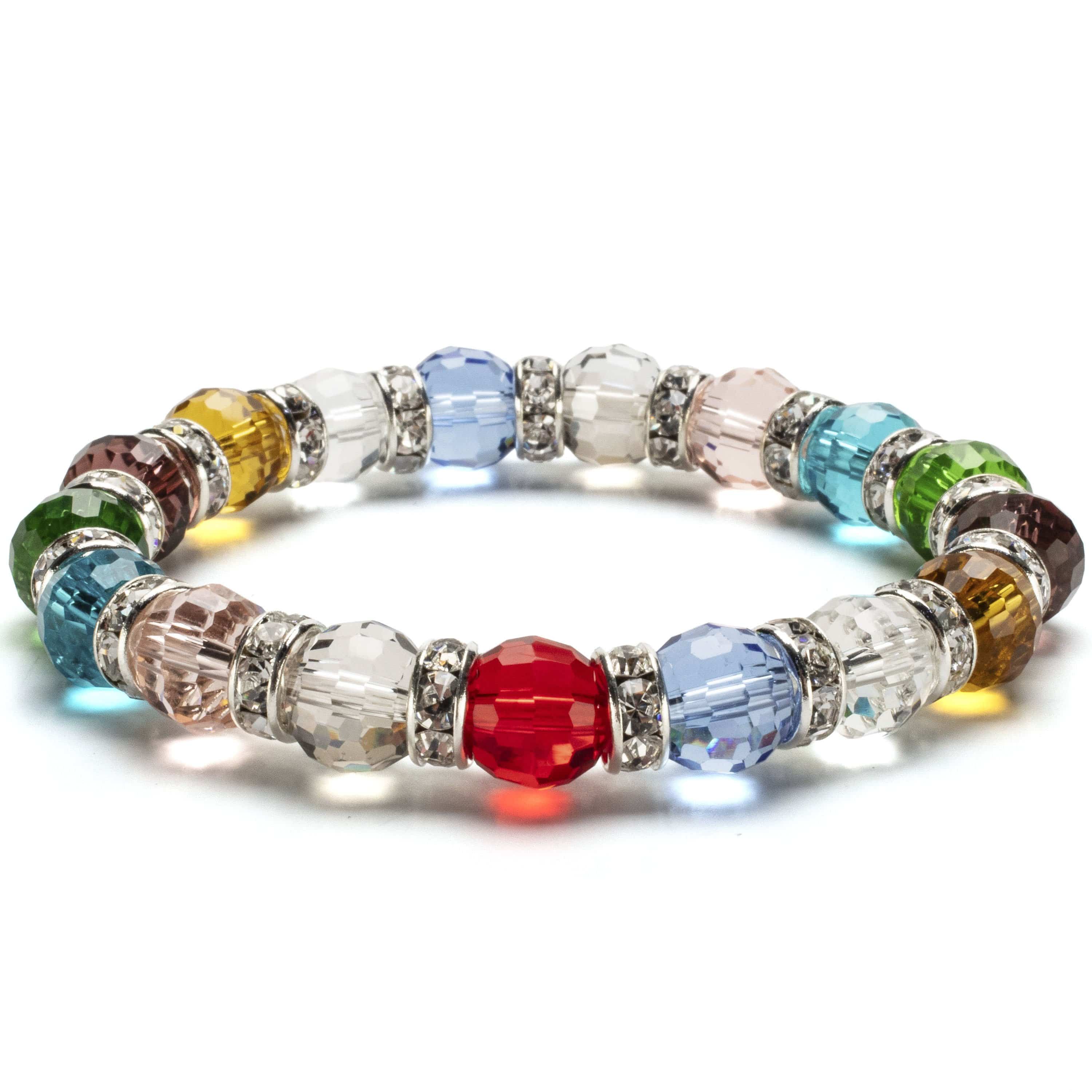 Kalifano Gorgeous Glass Jewelry Multicolored Gorgeous Glass Bracelet with Cubic Zirconia Crystals BLUE-BGG-N01