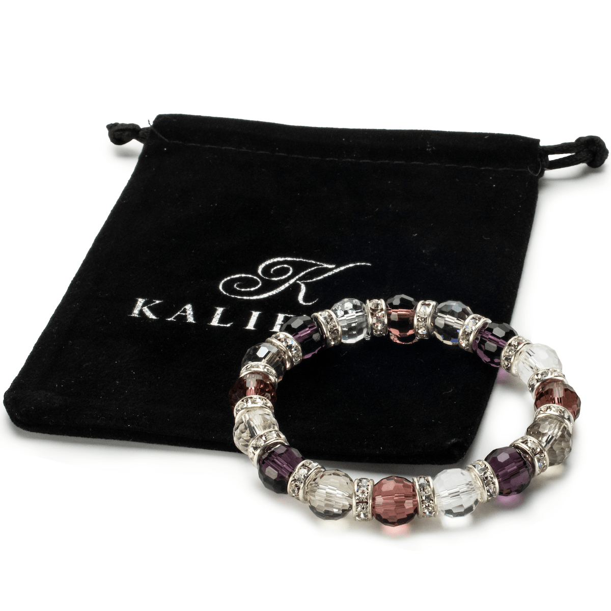 Kalifano Gorgeous Glass Jewelry Multicolored Gorgeous Glass Bracelet with Cubic Zirconia Crystals BLUE-BGG-N07