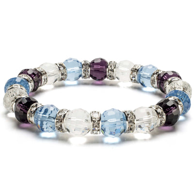 Kalifano Gorgeous Glass Jewelry Multicolored Gorgeous Glass Bracelet with Cubic Zirconia Crystals BLUE-BGG-N09