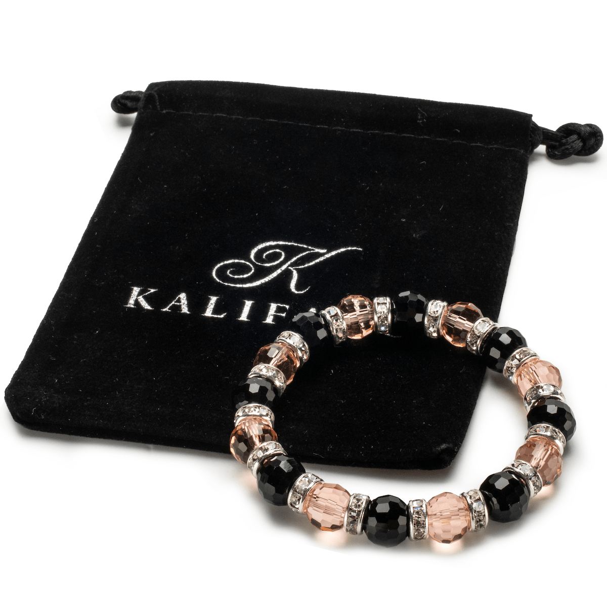 Kalifano Gorgeous Glass Jewelry Multicolored Gorgeous Glass Bracelet with Cubic Zirconia Crystals BLUE-BGG-N15