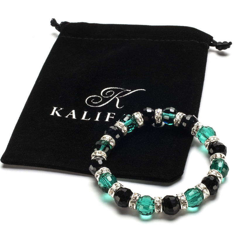 Kalifano Gorgeous Glass Jewelry Multicolored Gorgeous Glass Bracelet with Cubic Zirconia Crystals BLUE-BGG-N18