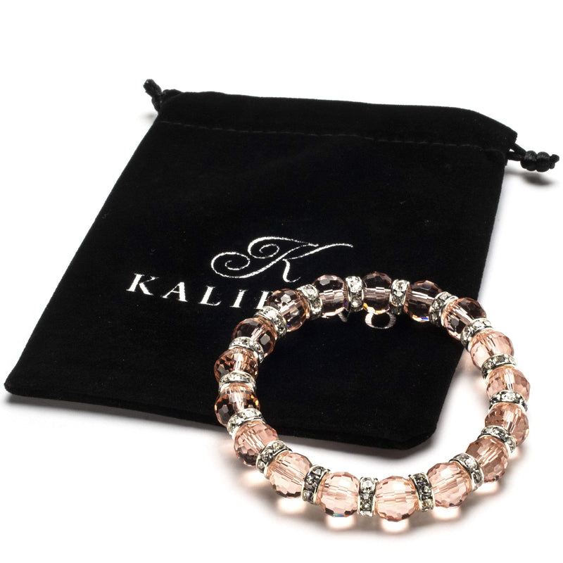 Kalifano Gorgeous Glass Jewelry Pink Topaz Gorgeous Glass Bracelet with Cubic Zirconia Crystals BLUE-BGG-N20