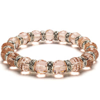 Pink Topaz Gorgeous Glass Bracelet with Cubic Zirconia Crystals Main Image