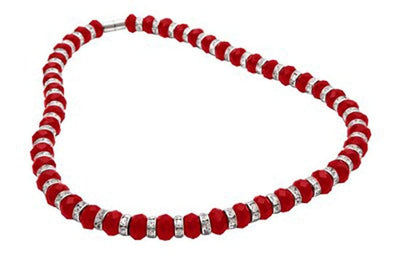 Kalifano Gorgeous Glass Jewelry Ruby Gorgeous Glass Necklace with Cubic Zirconia Crystals WHITE-NGG-29