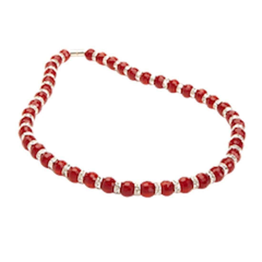 Kalifano Gorgeous Glass Jewelry Ruby Gorgeous Glass Necklace with Cubic Zirconia Crystals WHITE-NGG-N29