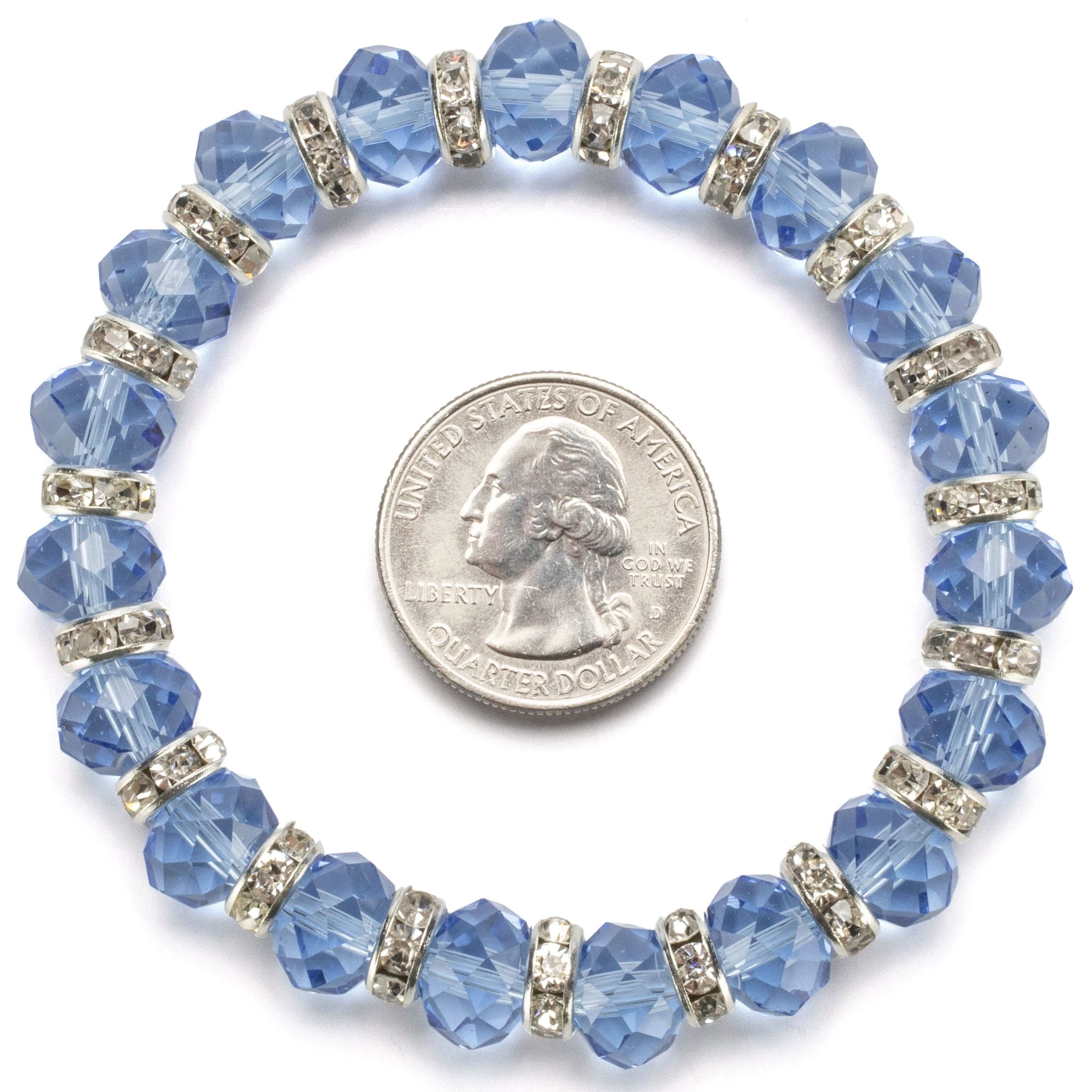 Kalifano Gorgeous Glass Jewelry Sapphire Gorgeous Glass Bracelet with Cubic Zirconia Crystals BLUE-BGG-22