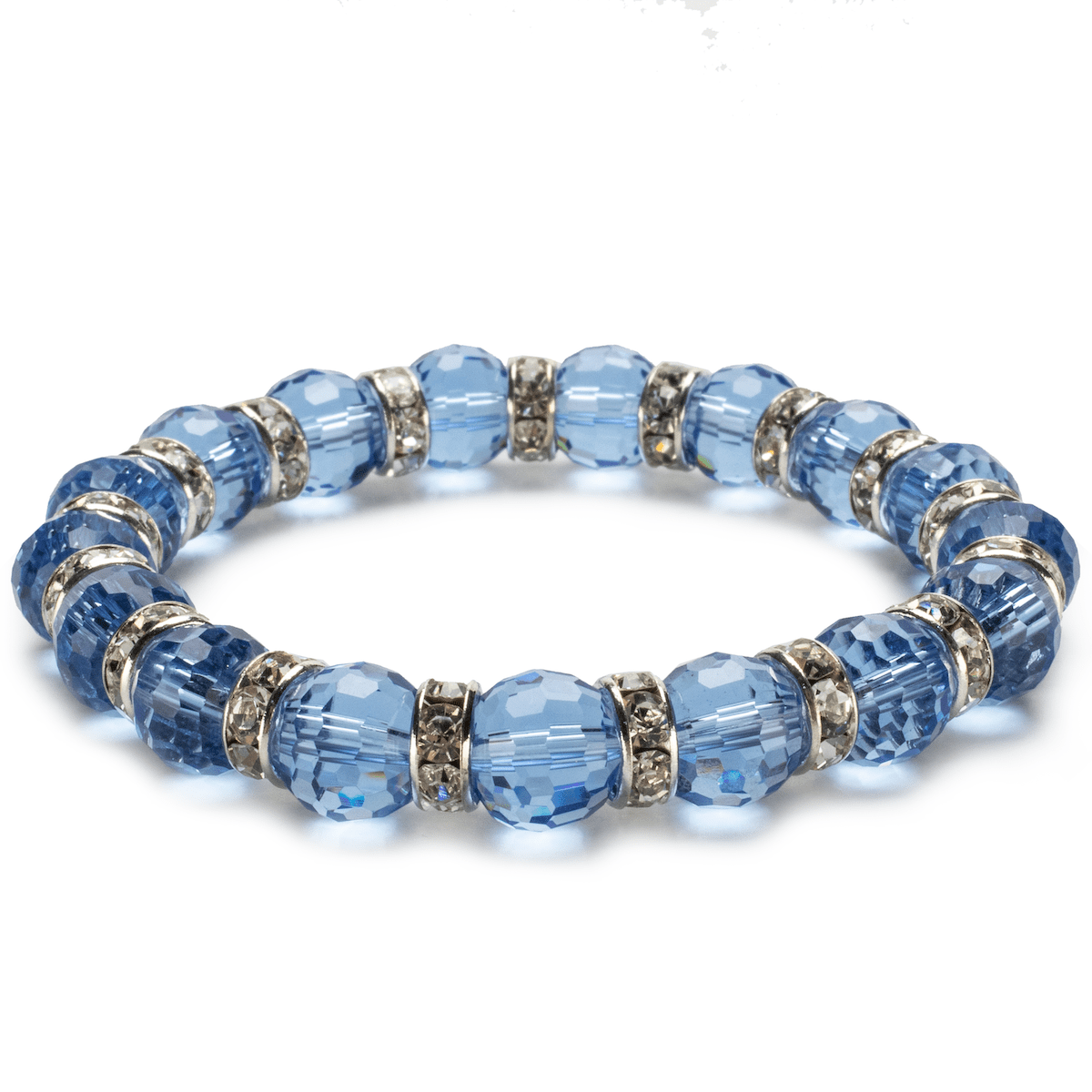 Kalifano Gorgeous Glass Jewelry Sapphire Gorgeous Glass Bracelet with Cubic Zirconia Crystals BLUE-BGG-N22