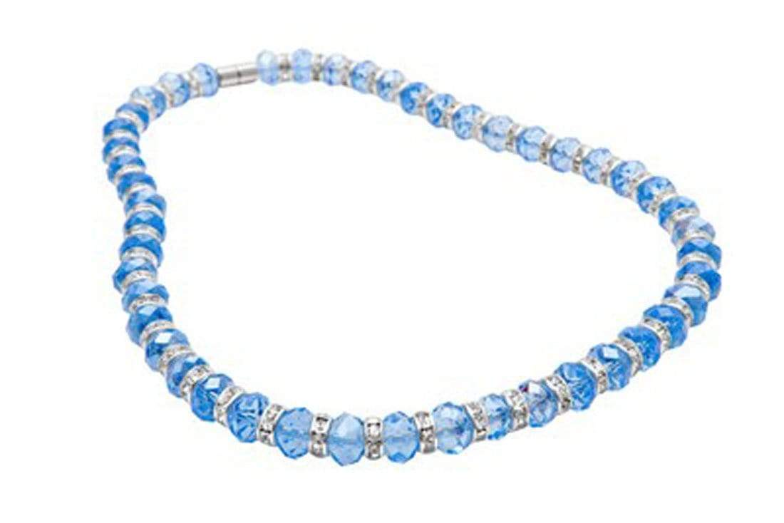 Kalifano Gorgeous Glass Jewelry Sapphire Gorgeous Glass Necklace with Cubic Zirconia Crystals WHITE-NGG-22