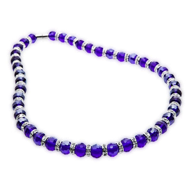 Kalifano Gorgeous Glass Jewelry Sapphire Gorgeous Glass Necklace with Cubic Zirconia Crystals WHITE-NGG-30