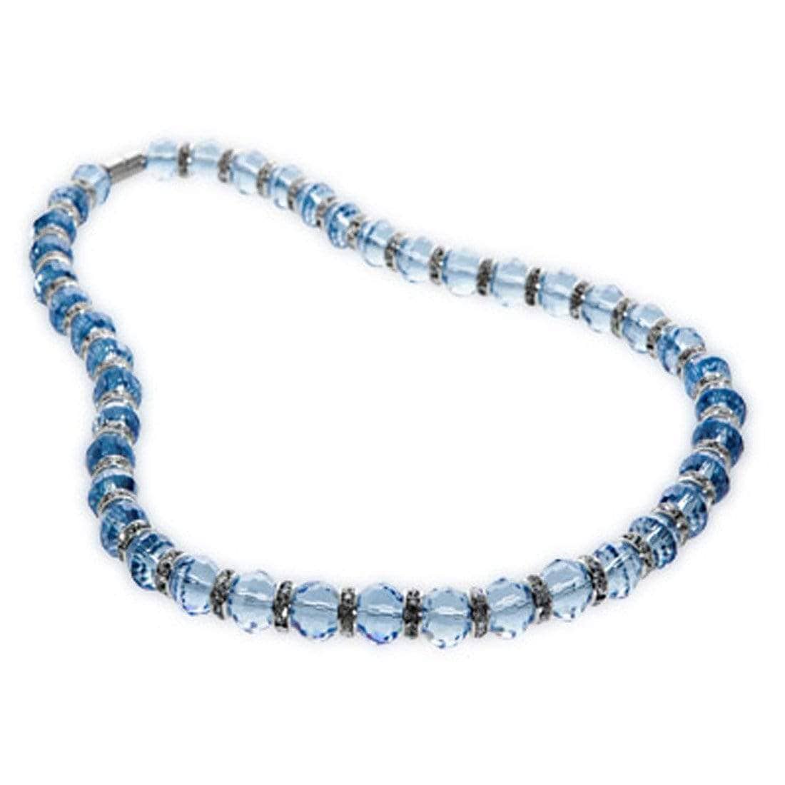 Kalifano Gorgeous Glass Jewelry Sapphire Gorgeous Glass Necklace with Cubic Zirconia Crystals WHITE-NGG-N22