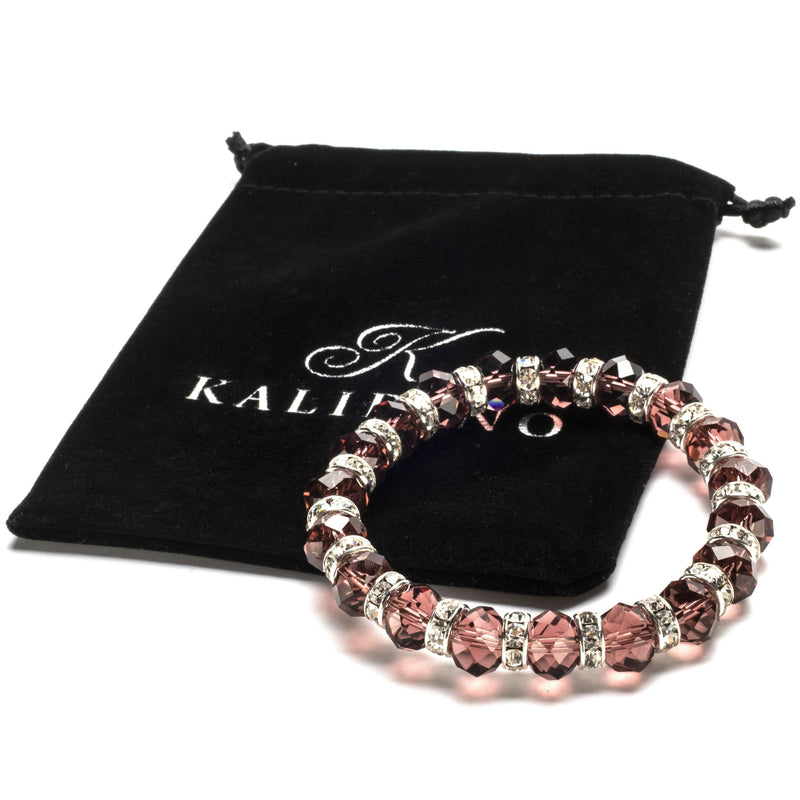 Kalifano Gorgeous Glass Jewelry Tourmaline Gorgeous Glass Bracelet with Cubic Zirconia Crystals BLUE-BGG-11