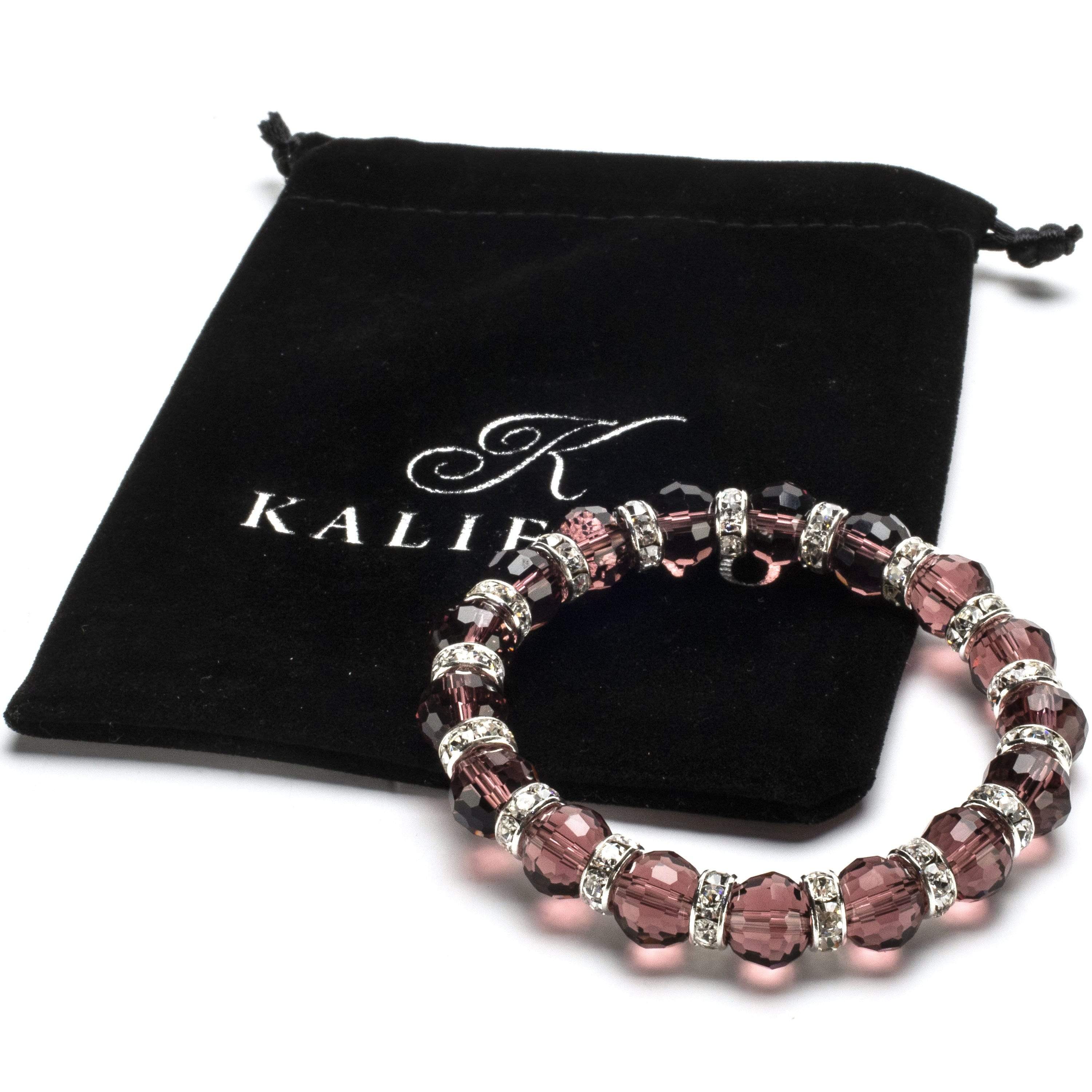 Kalifano Gorgeous Glass Jewelry Tourmaline Gorgeous Glass Bracelet with Cubic Zirconia Crystals BLUE-BGG-N11
