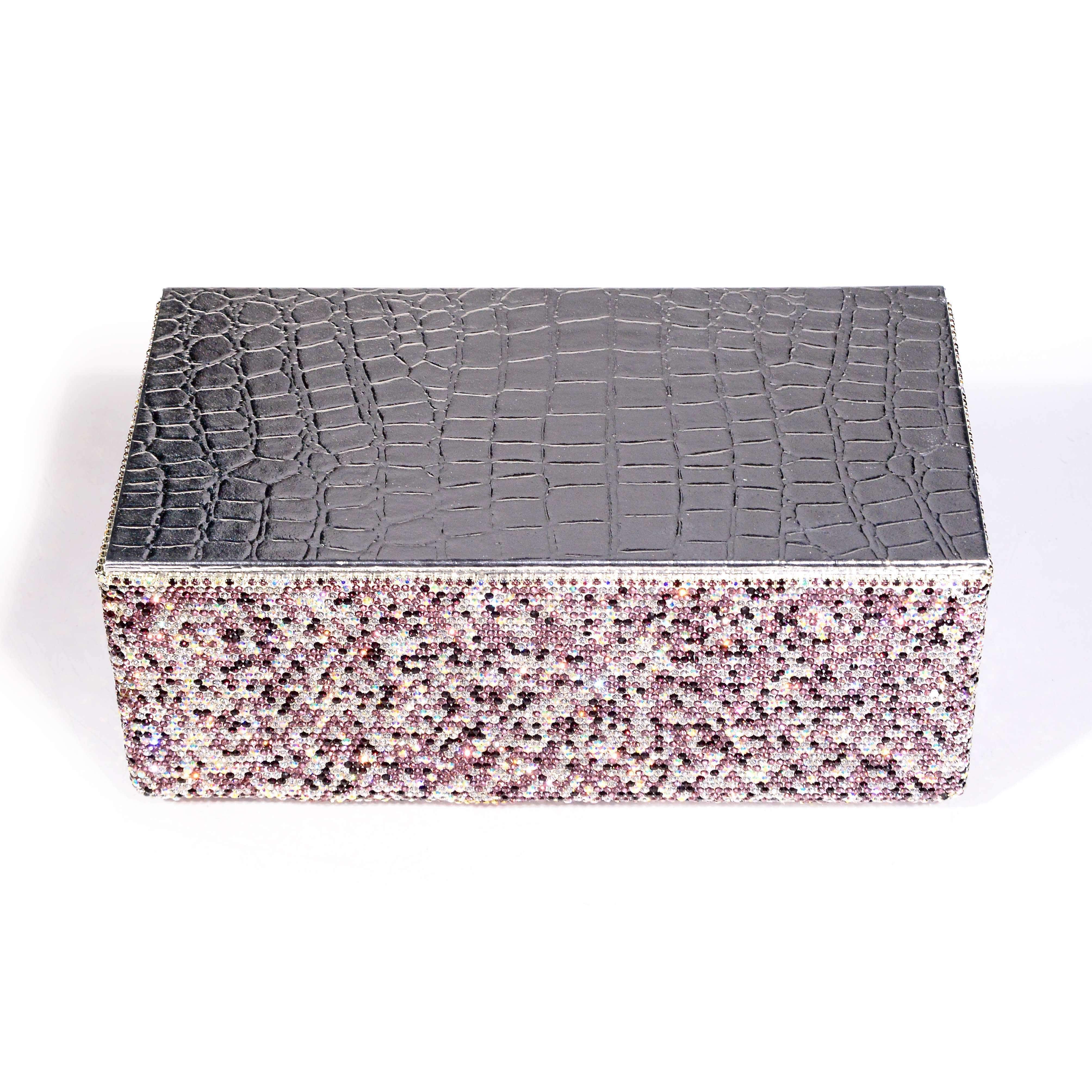 Kalifano Jeweled Accessories STB400-PE - Tissue Box made w/ Crystals STB400-PE