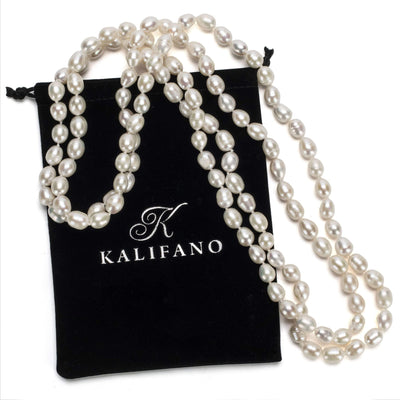 Kalifano Jewelry BLACK-NGP - 56" Cultured Pearl Necklace (9mm-10mm) BLACK-NGP