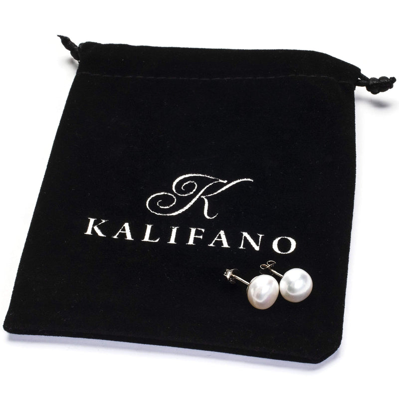 Kalifano Jewelry BLUE-EAR - Sterling Silver & Genuine 11-12 mm Pearl Stud Earrings BLUE-EAR
