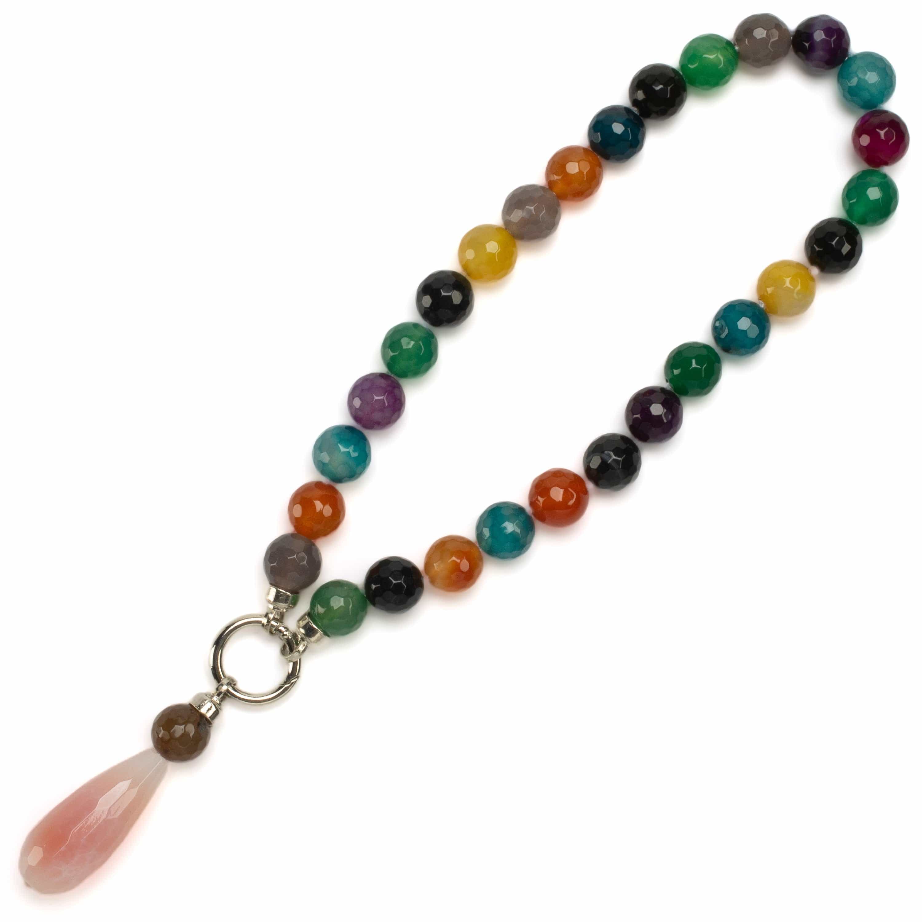 Kalifano Jewelry PLAT-NGP-BA2 - Drop Multicolor Brazilian Agate Necklace PLAT-NGP-BA2
