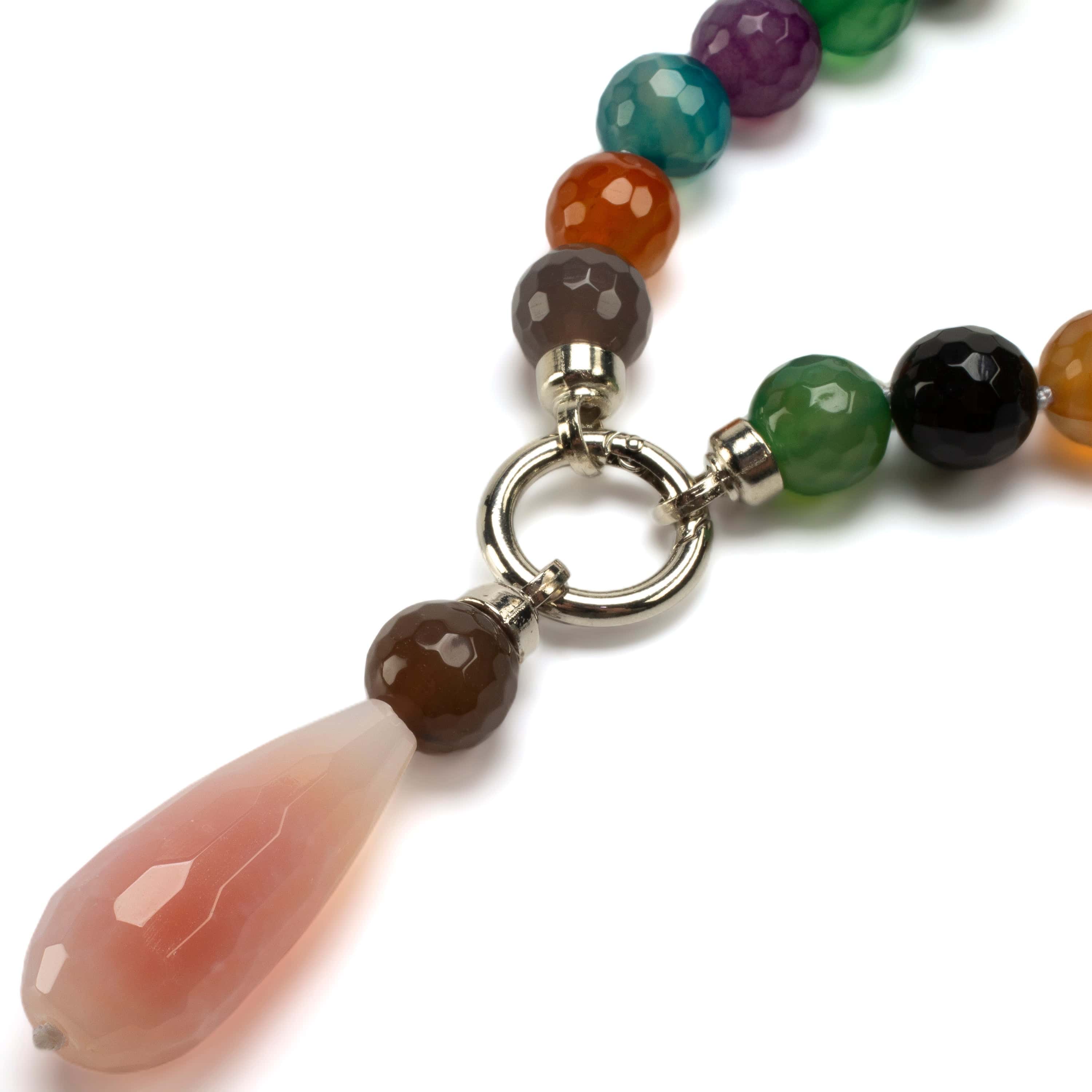 Kalifano Jewelry PLAT-NGP-BA2 - Drop Multicolor Brazilian Agate Necklace PLAT-NGP-BA2