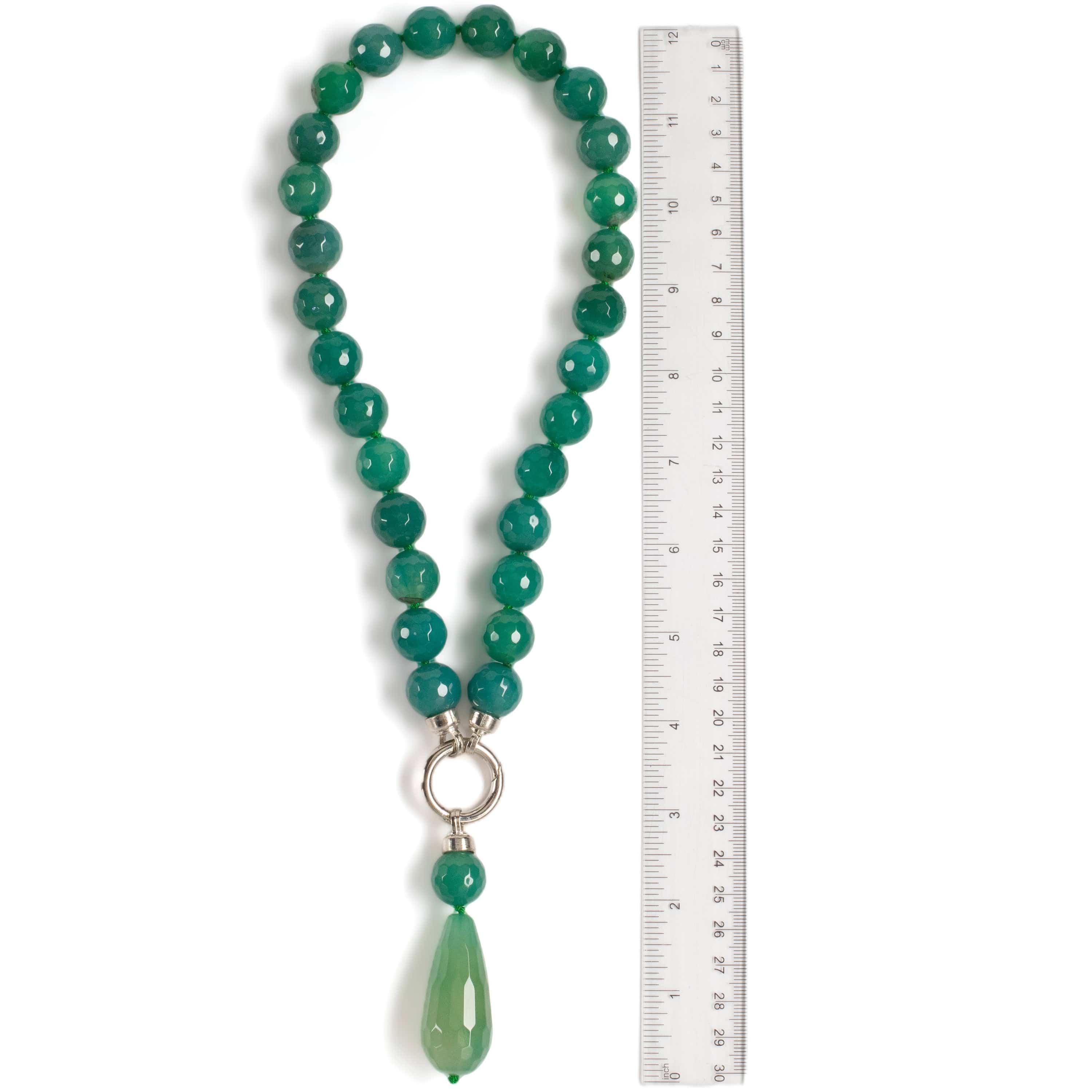 Kalifano Jewelry PLAT-NGP-BA4 - Drop Green Brazilian Agate Necklace PLAT-NGP-BA4