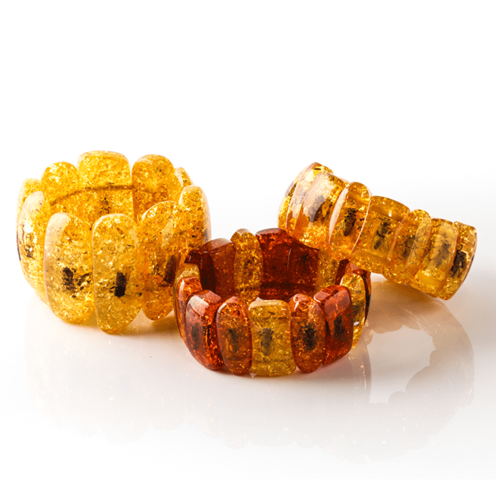 Kalifano Jewelry Real Insects Amber (man-made) Bracelets BLUE-AMBER