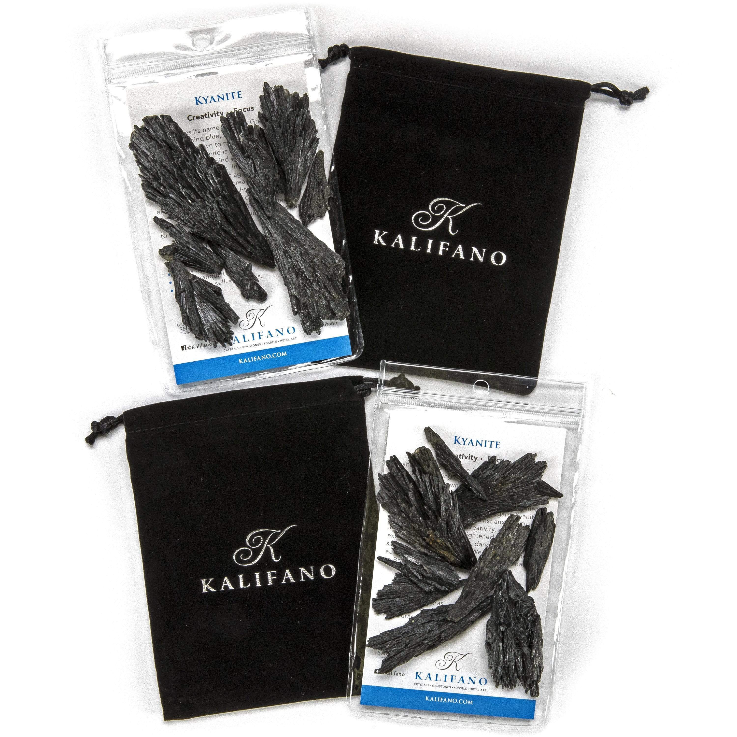 Kalifano Kyanite Natural Black Kyanite Blade Bundle from Brazil KYNT20-BLK