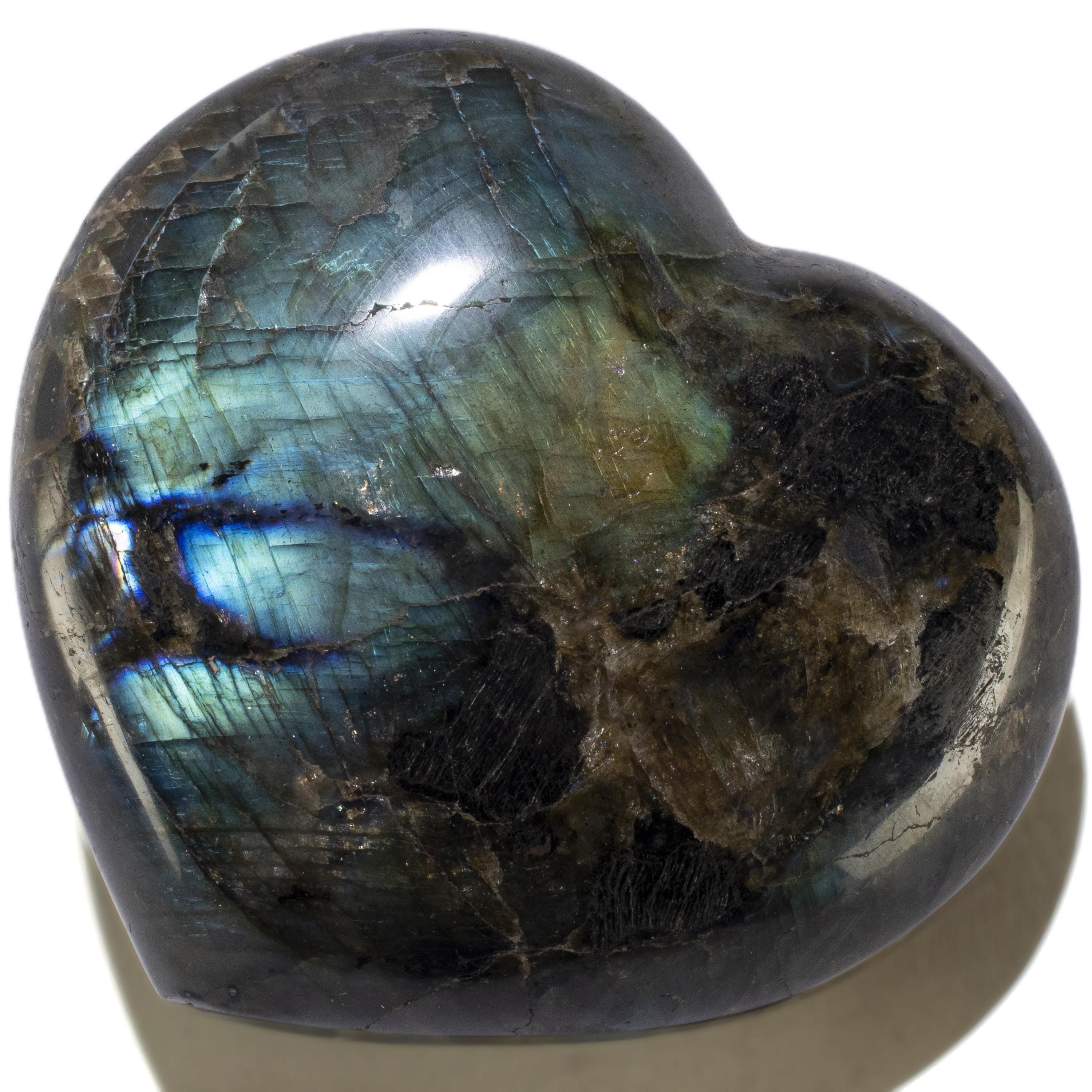 KALIFANO Labradorite Labradorite Gemstone Heart Carving 650g / 4.5in. GH600-LB