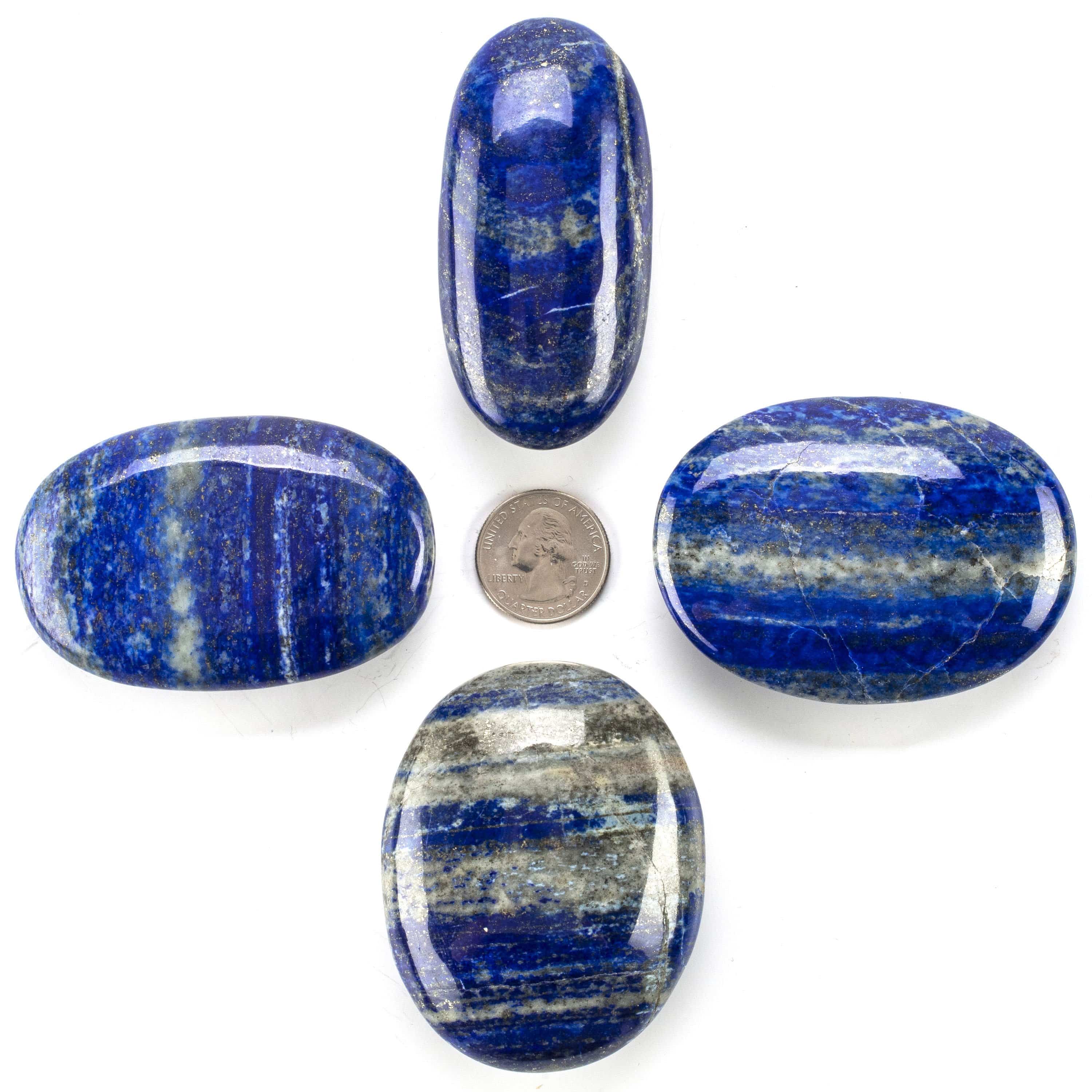 Kalifano Lapis Rare Natural Blue Lapis Lazuli Polished Palm Stone Carving from Afghanistan - 120 g LPS400.010