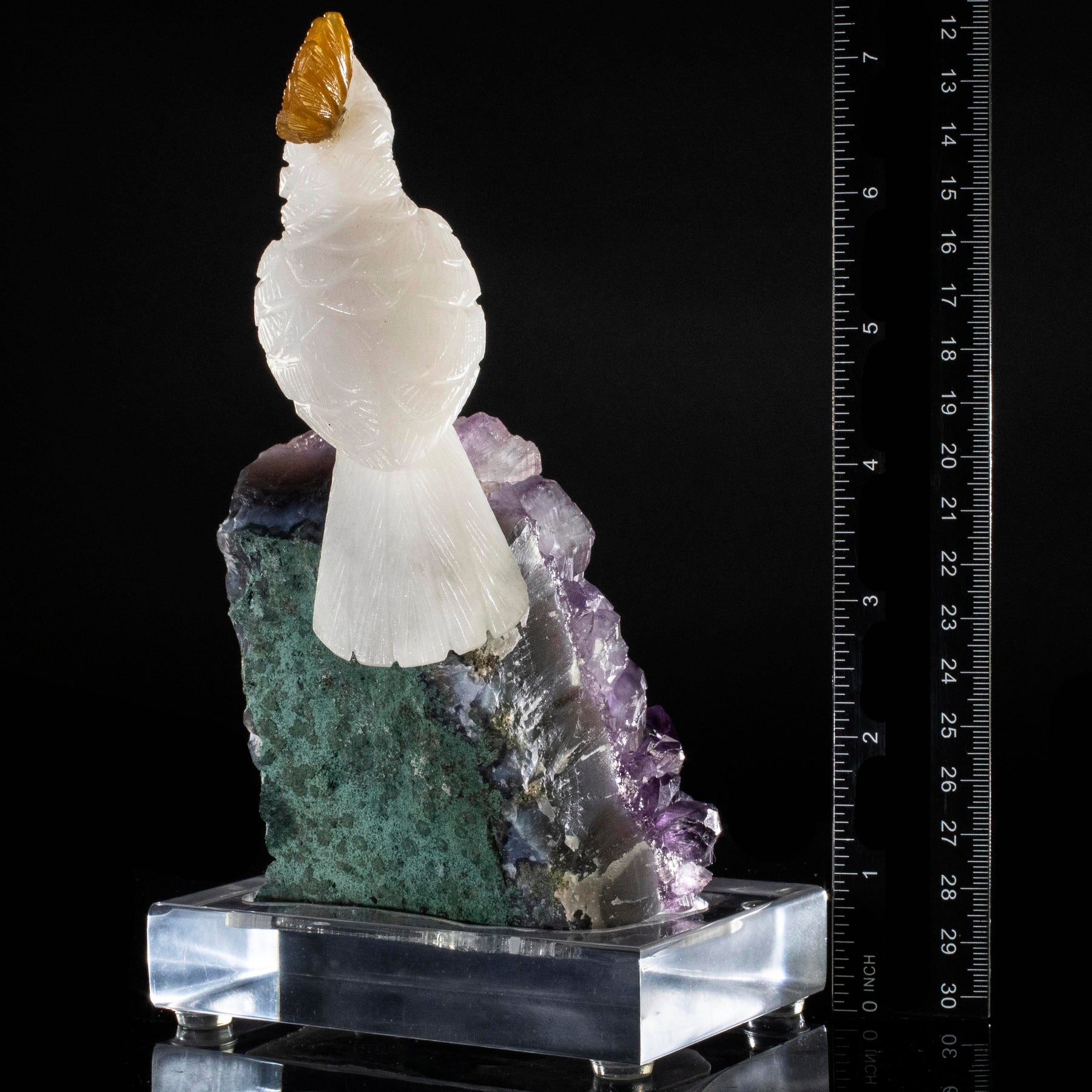 Quartz Cockatoo Love Birds Carving on Amethyst Geode Base | Peter ...