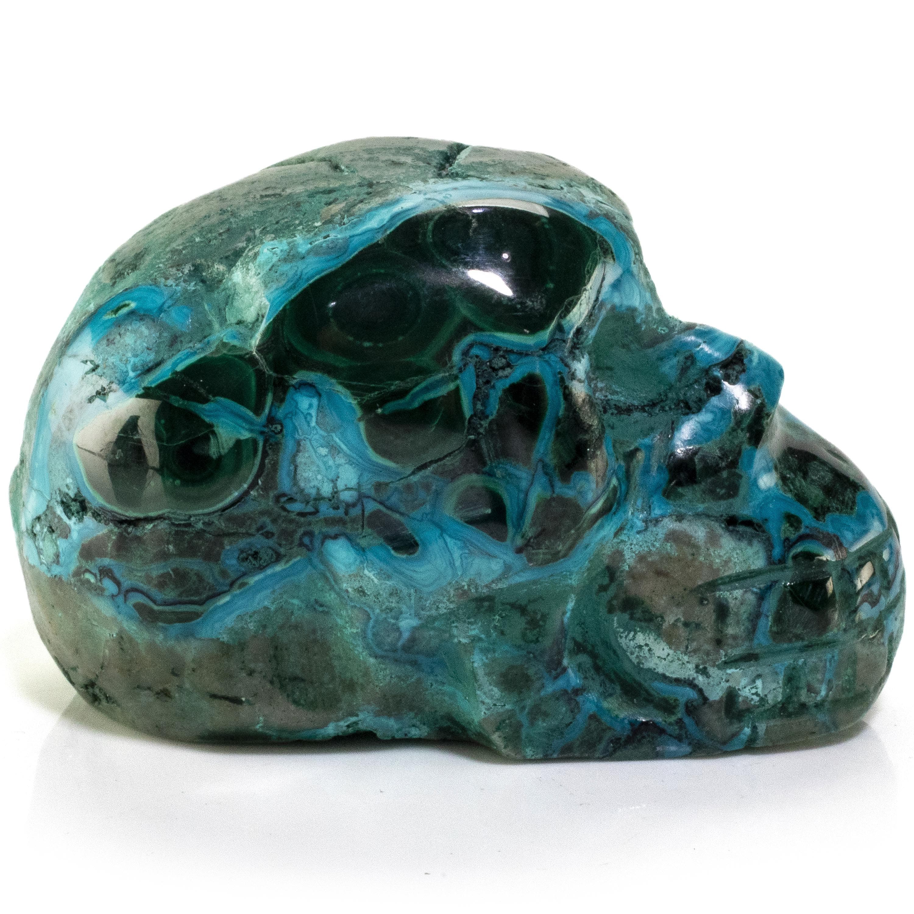 Kalifano Malachite Chrysocolla Skull Carving 2.5" / 118g SK500-CRY.002
