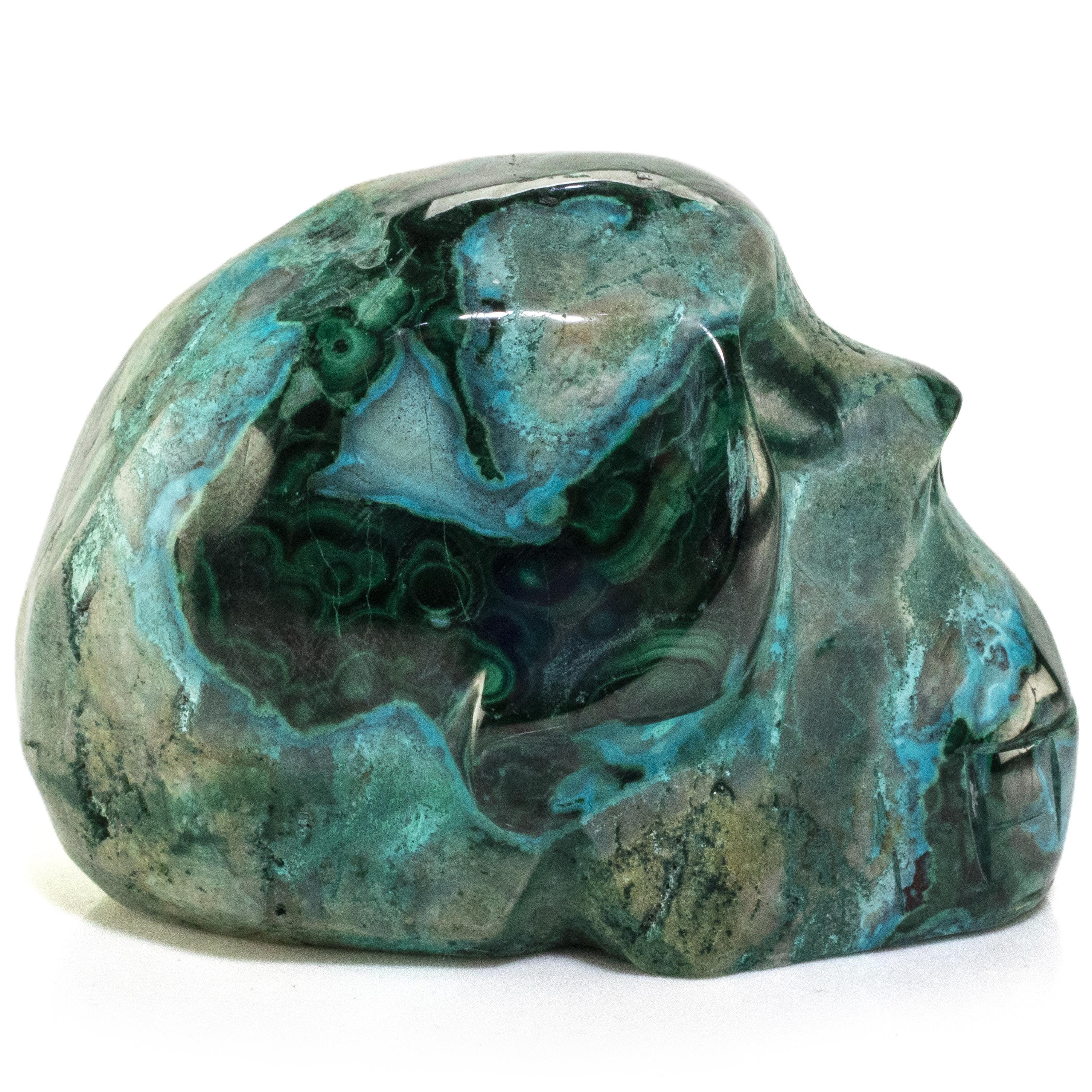 Kalifano Malachite Chrysocolla Skull Carving 3" / 219g SK1000-CRY.001