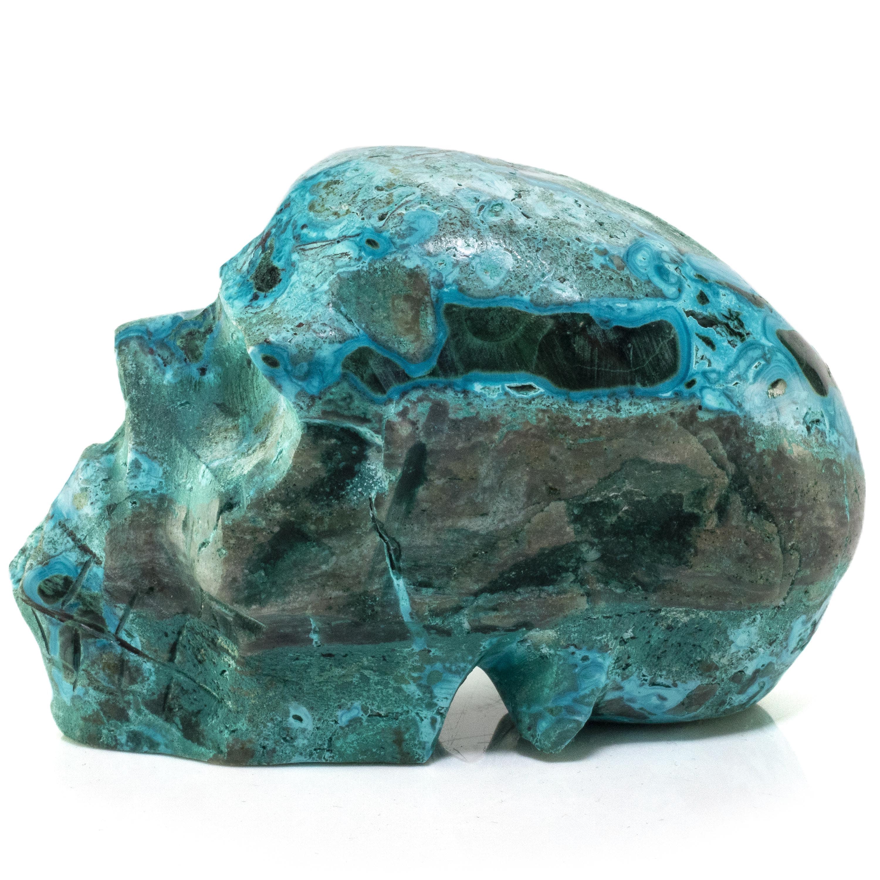 Kalifano Malachite Chrysocolla Skull Carving 3.5" / 242g SK900-CRY.001