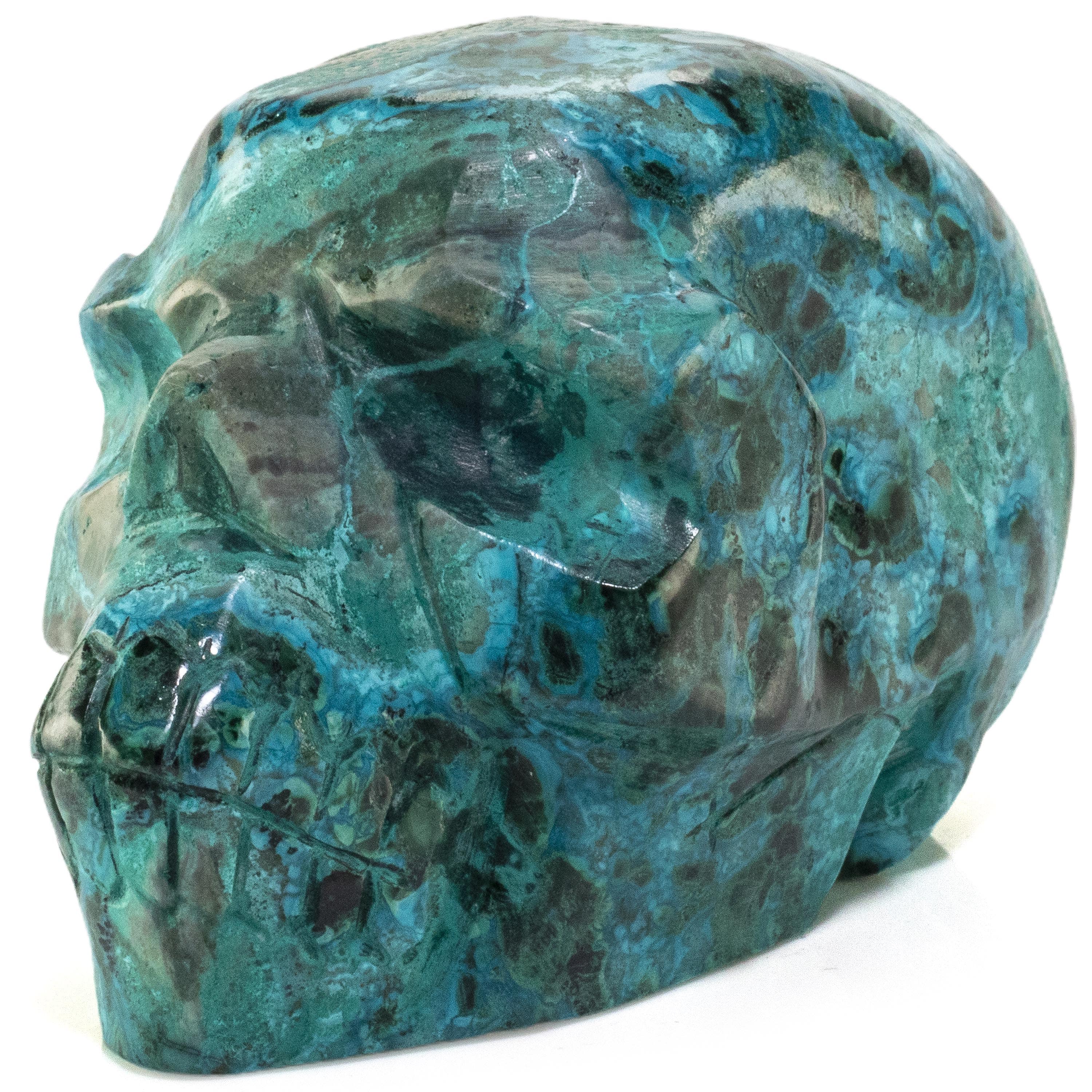 Kalifano Malachite Chrysocolla Skull Carving 3.5" / 297g SK1400-CRY.001