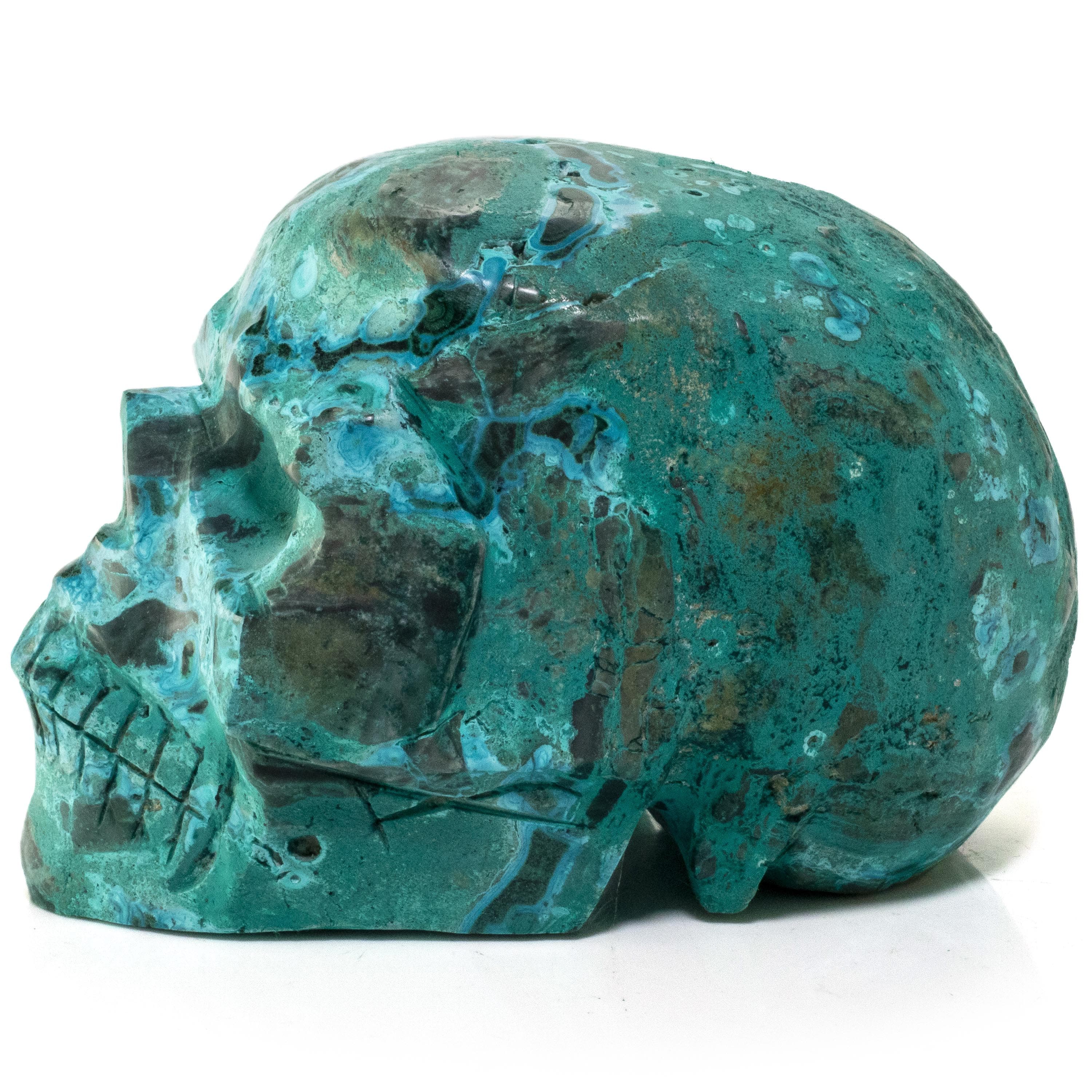 Kalifano Malachite Chrysocolla Skull Carving 5" / 1,350g SK4800-CRY.001