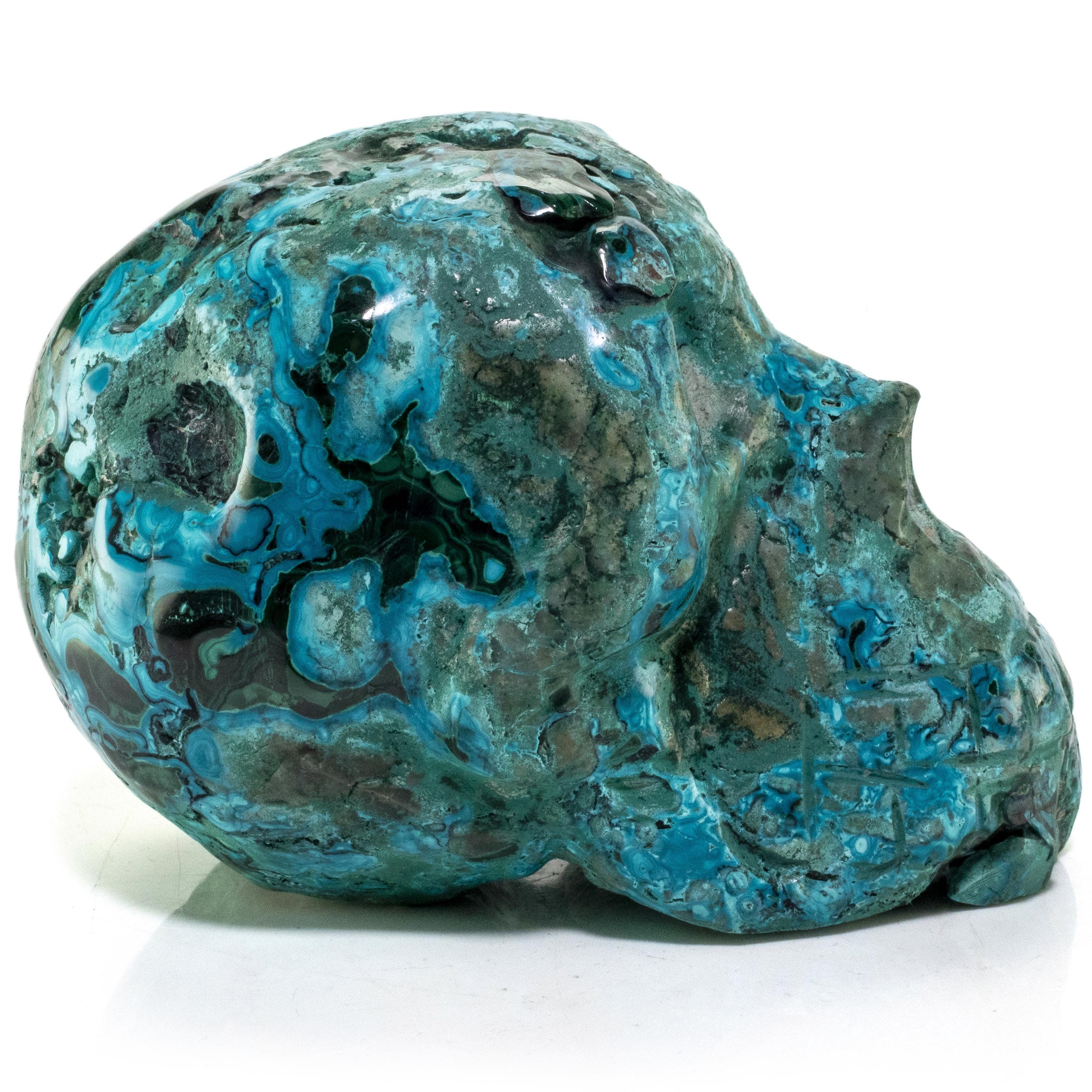 Kalifano Malachite Chrysocolla Skull Carving 5.5" / 1,171g SK4400-CRY.002