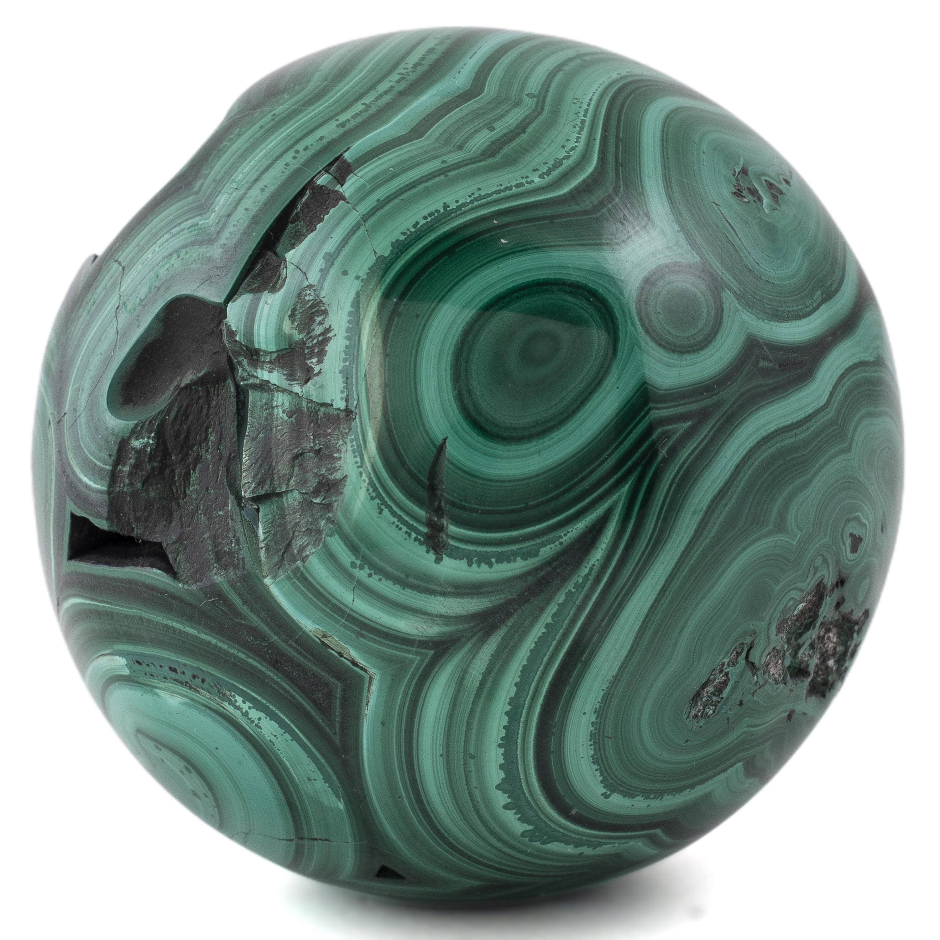 Kalifano Malachite Natural Malachite Sphere Carving From Congo - 2" / 225g MAS550