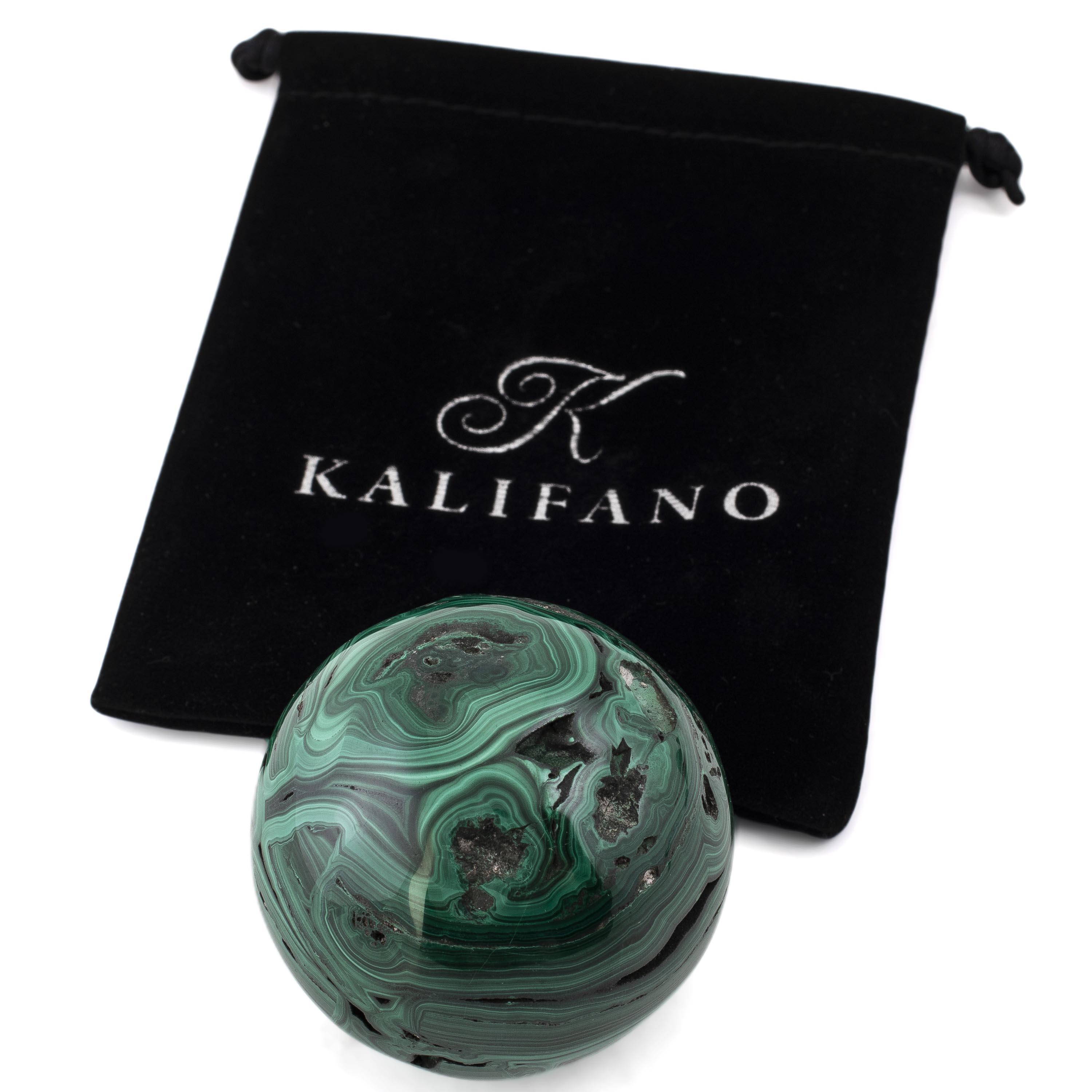 Kalifano Malachite Natural Malachite Sphere Carving From Congo - 2.25" / 350g MAS840